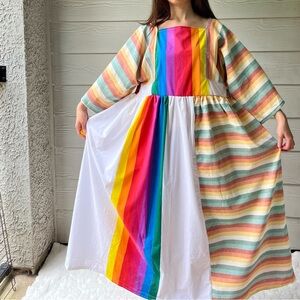 Rainbow&Vintage Fabric | Handmade Quilted Bandana Dress SKU 06050 Rainbow